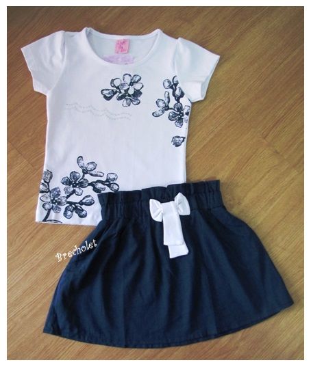 *** outlet *** Conjunto blusinha + saia c/ detalhes