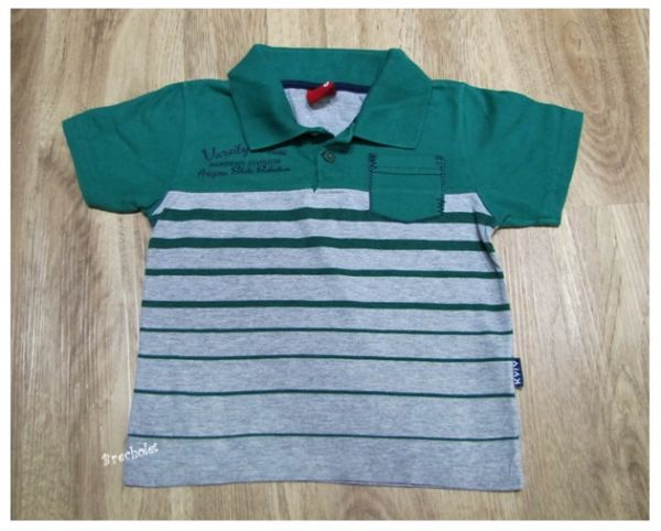 *** brechó *** Camiseta polo cinza e verde Kyly