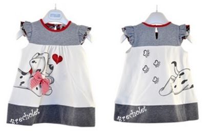 *** outlet *** Vestido branco e cinza c/ detalhe cachorrinho