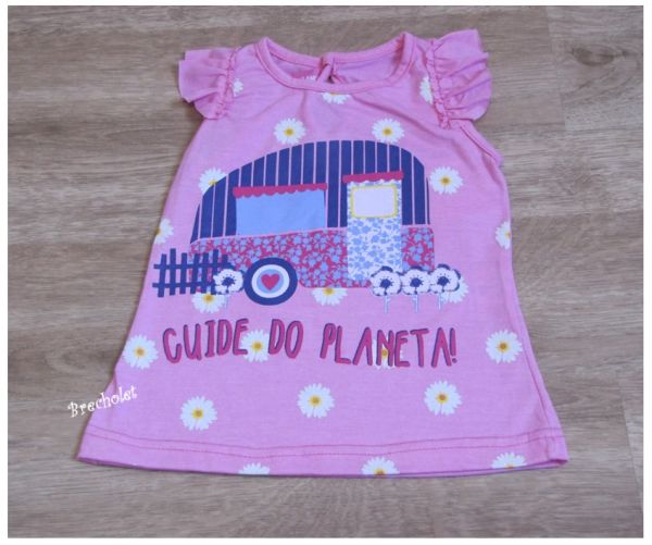 *** outlet *** Camiseta rosa "Cuide do planeta"