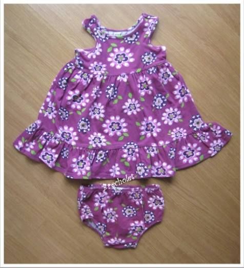 *** brechó *** Vestido regata lilás c/ flores + calcinha